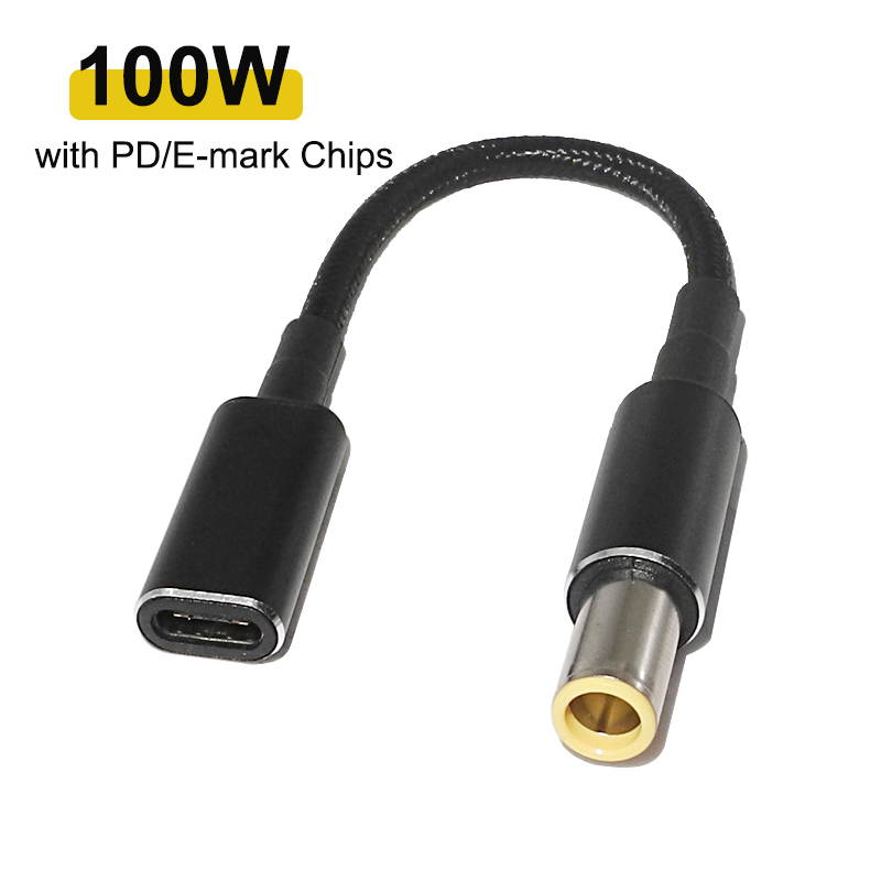100W Laptop Power Adapter Connector Fast Charging Cable Cord USB Type C Female to 7.9mm 5.5mm Lenovo Notebook Charger Plug Jack Converter