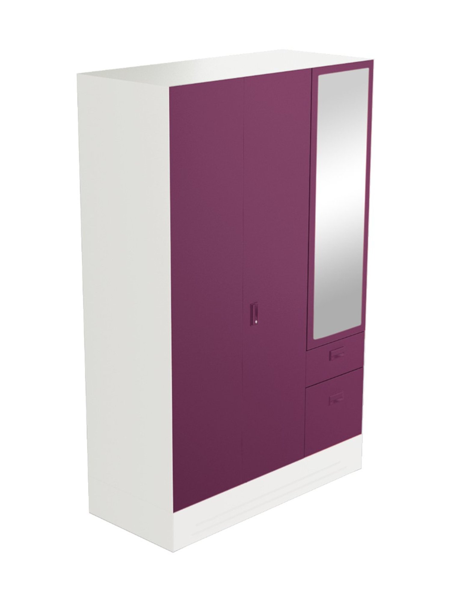 Godrej Interio Slimline Blend 3-Door Almirah, Textured Purple (1-Year Warranty, 1 Locker, 3 Drawers)