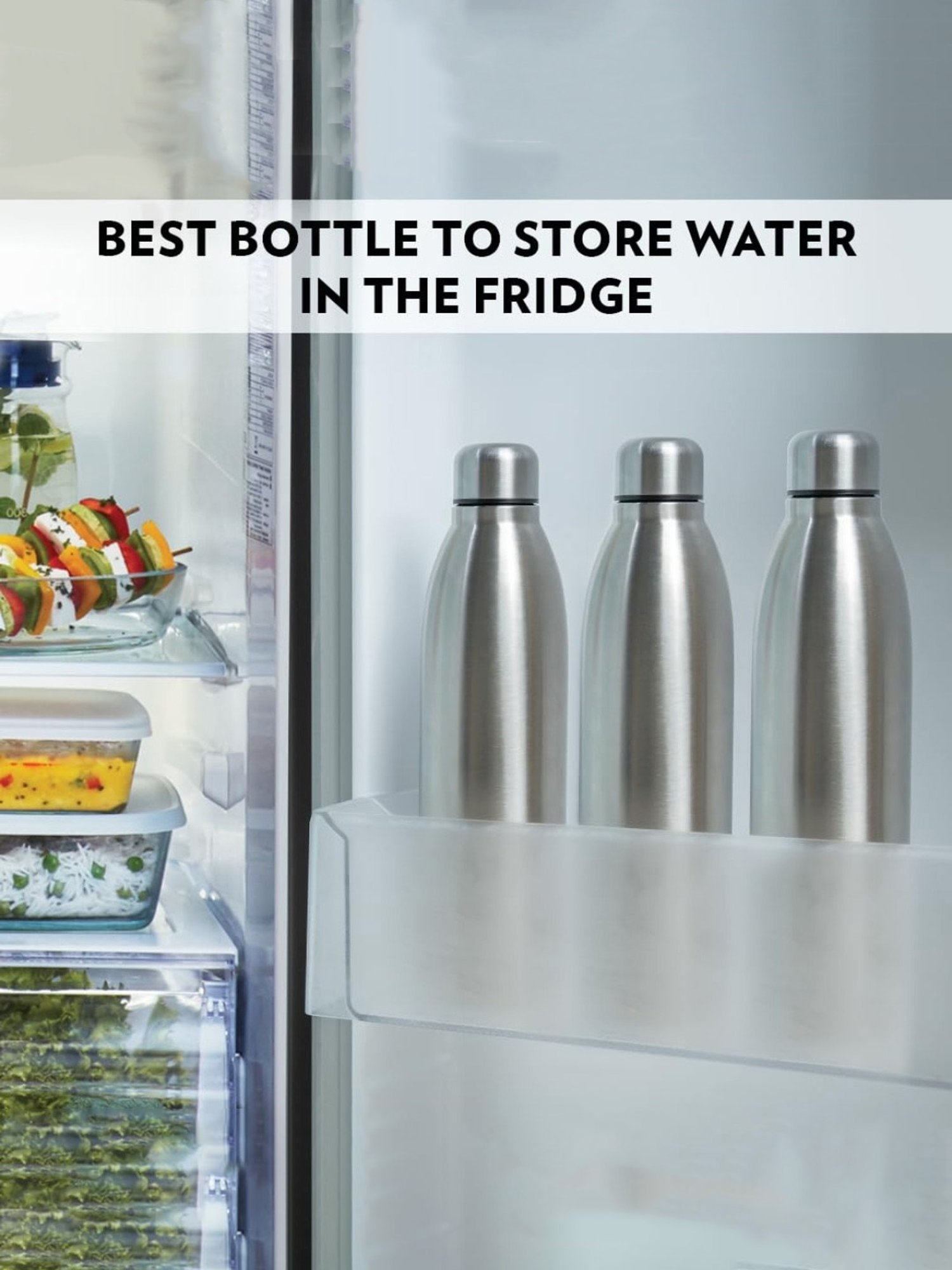 Borosil Water Bottle with Leak-Proof Set of 4 (Silver, 950 ml)