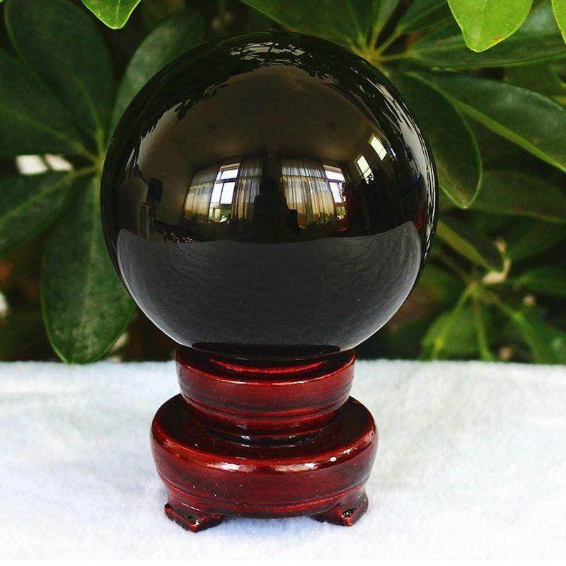 50mm Asian Rare Black Obsidian Sphere Large Crystal Ball Healing Stone