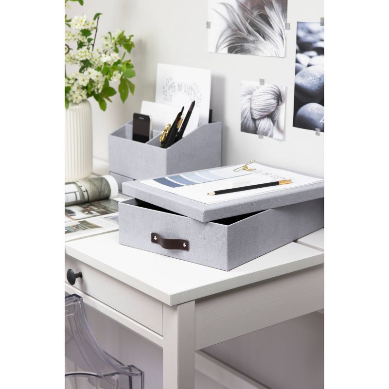 Set of 3 Oskar Canvas Document Box Ash - Bigso Box of Sweden