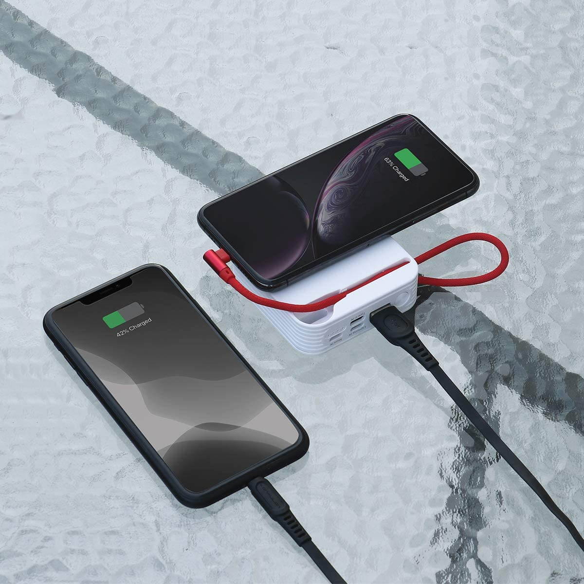 Portable Charger 10000mAh Power Bank,KONFULON Cellphone Charger,Ultra Compact Backup Battery with Built in Cable Compatible with iPhone11/XS/XR/X/8/8P/7/6/6S