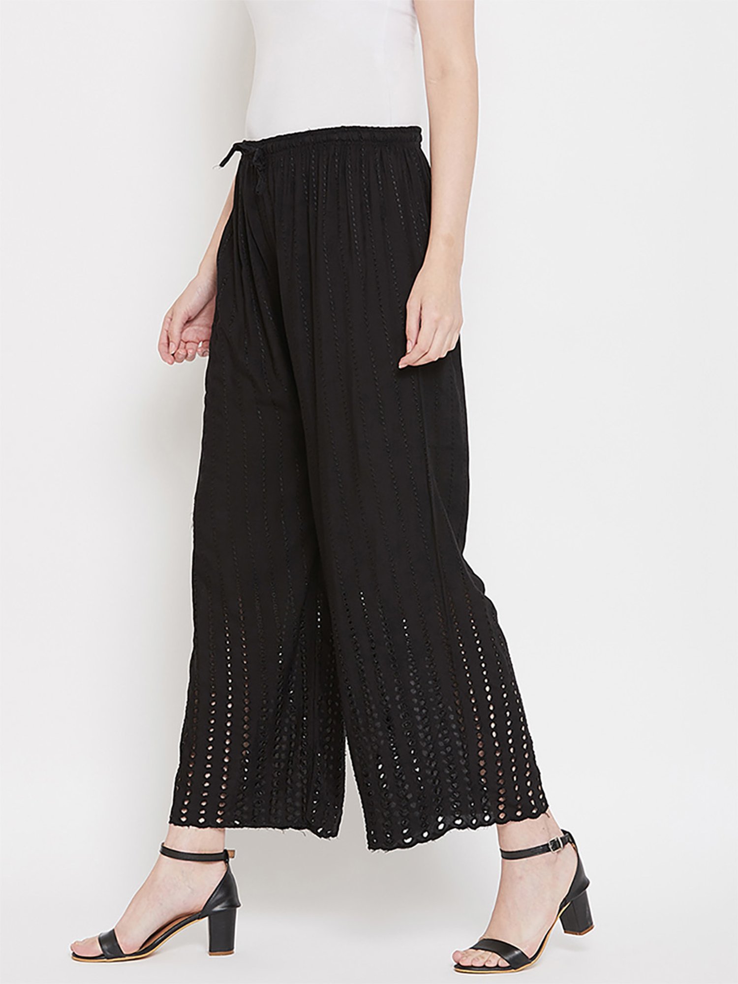 Castle Black Embroidered Palazzos