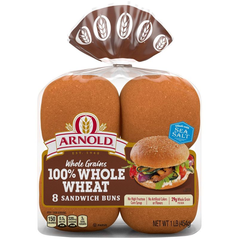 Arnold Select Whole Wheat Hamburger Buns - 16oz/8ct