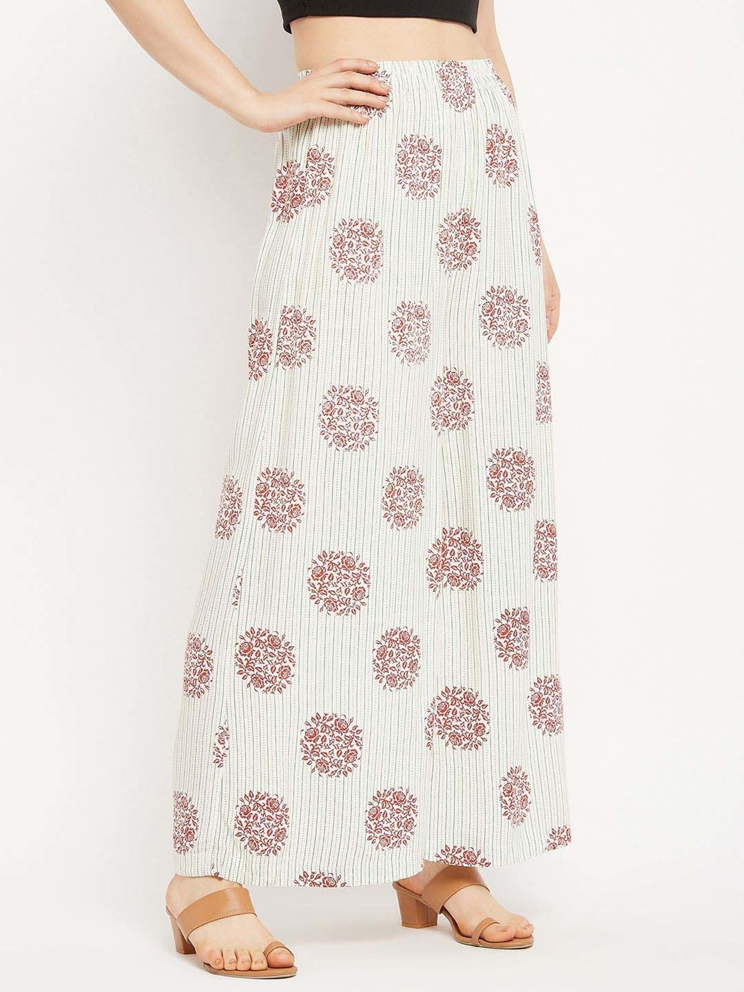 Castle Off-White Printed Palazzos