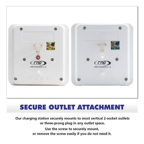 RND Wall Power Station 3 AC Plugs and 2 USB ports with Surge Protection