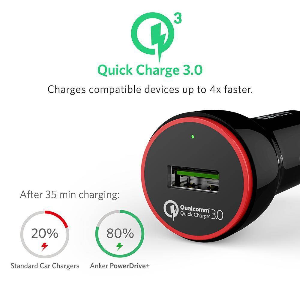 PowerDrive+ 1 with Quick Charge 3.0 & PowerIQ(Quick Charge 2.0 Compatible)