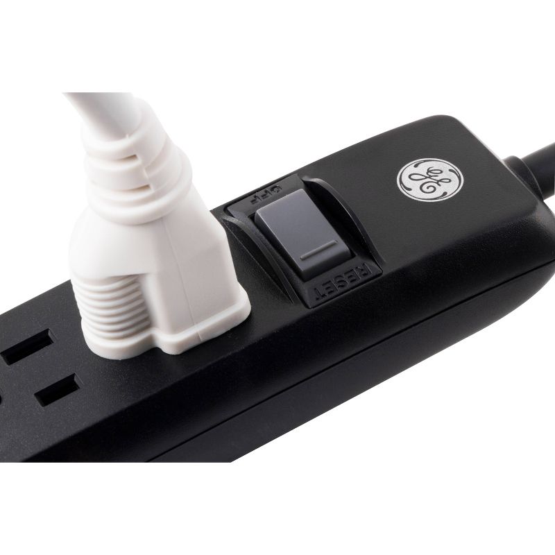 General Electric 2pk 3' Extension Cord With 6 Outlet Surge Protector Black