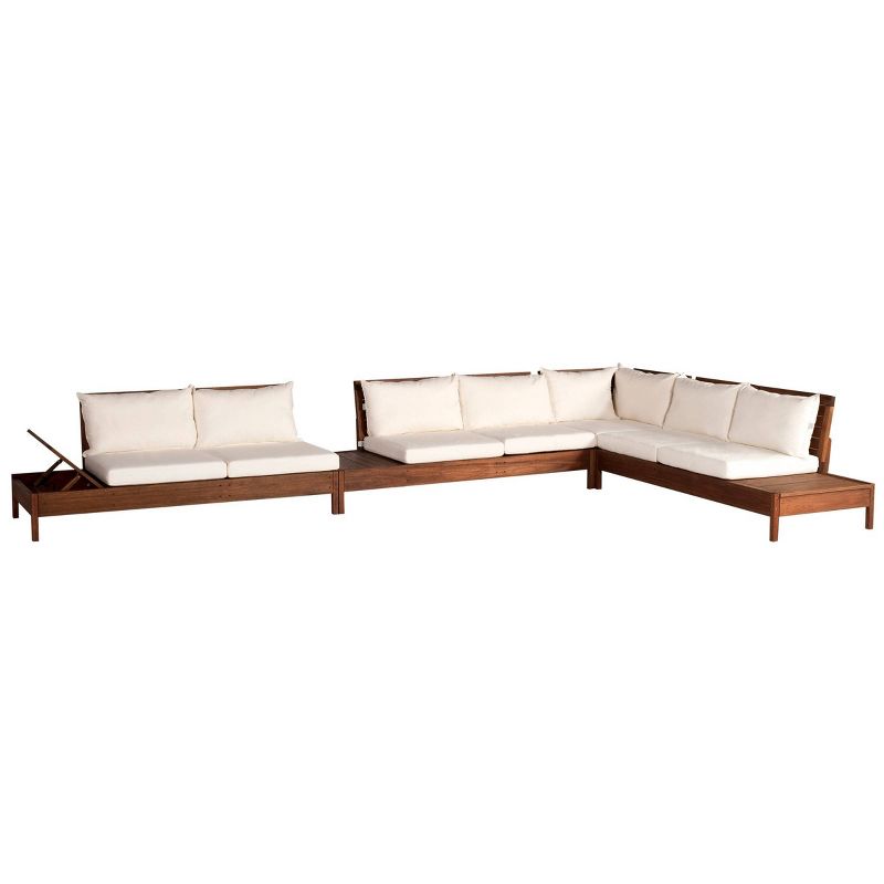 2pc Grass Eucalyptus Wood Outdoor Seating Set - Alaterre Furniture