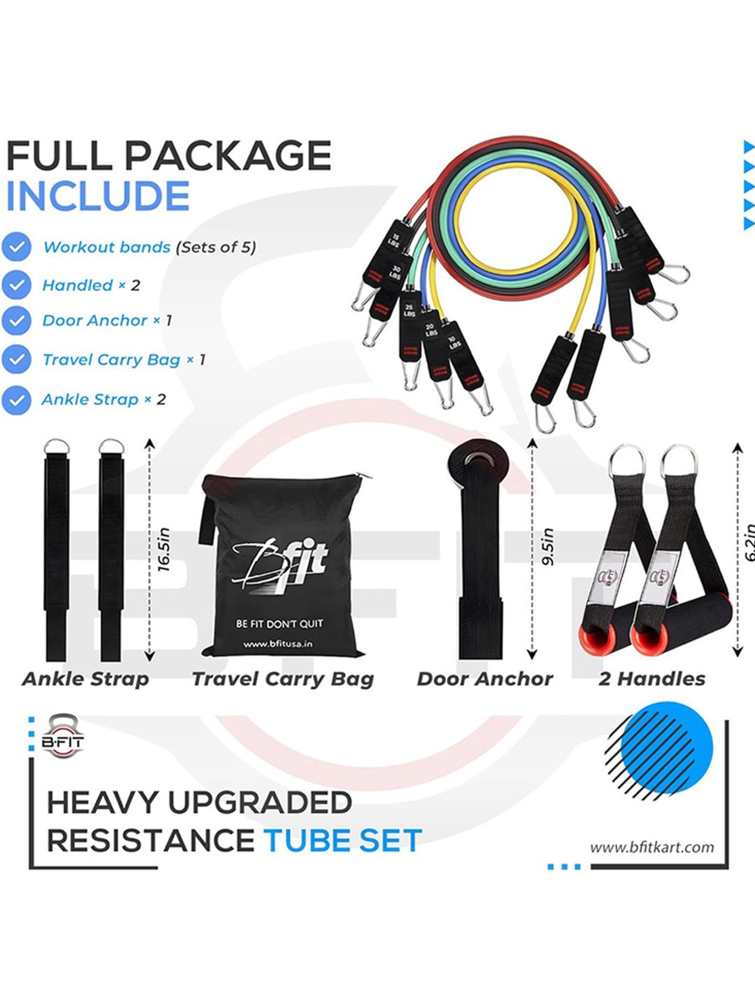 B Fit Heavy Resistance Tubes Set (Multicolor)