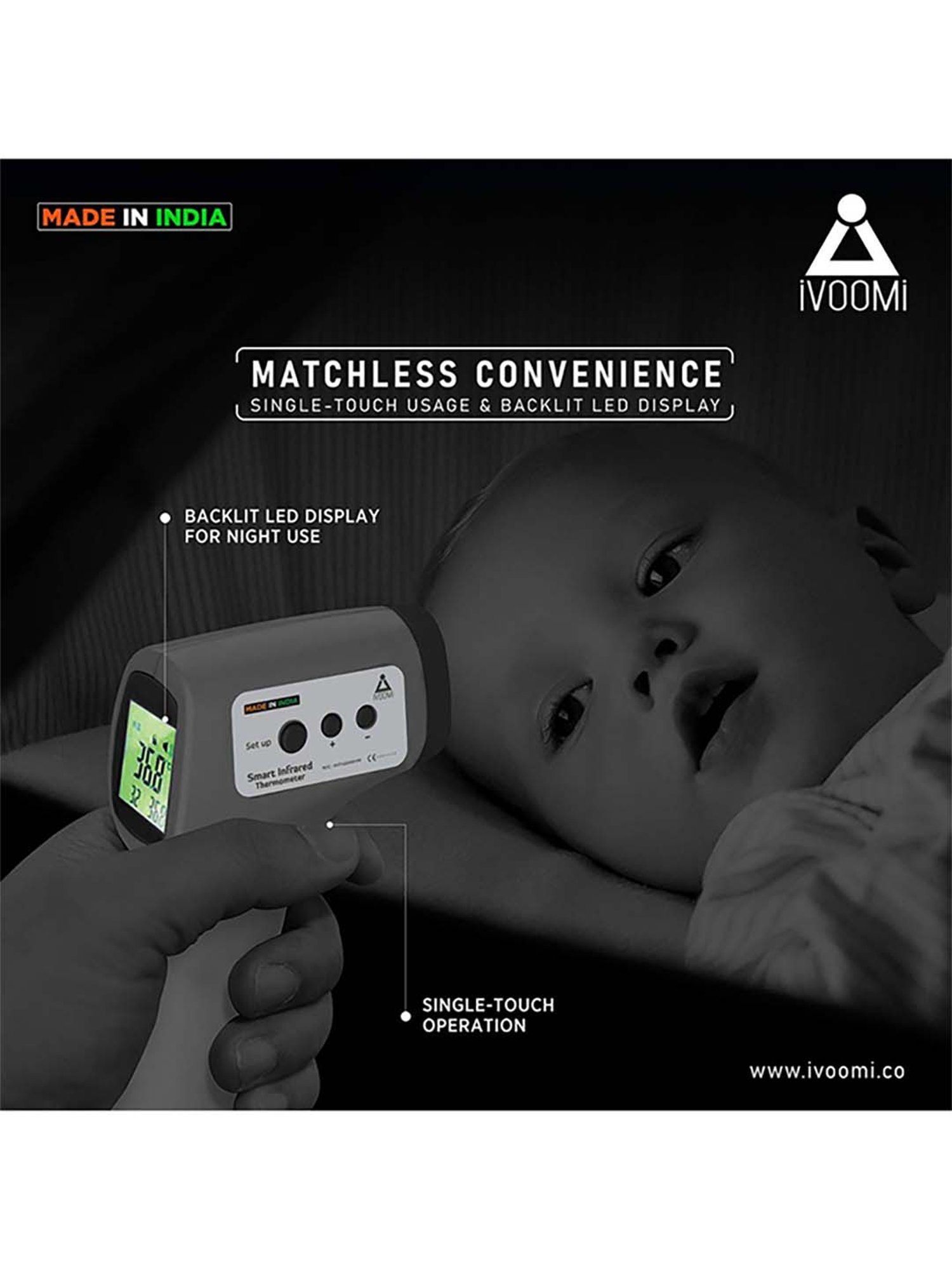 iVooMi Digital Infrared Non Contact Infrared Thermometer (White)