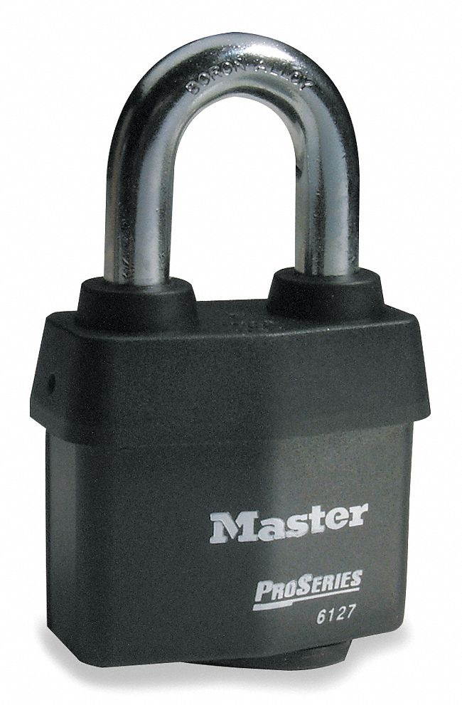 Padlock, KD, 1-3/8 In H, 5 Pin, Boron Alloy