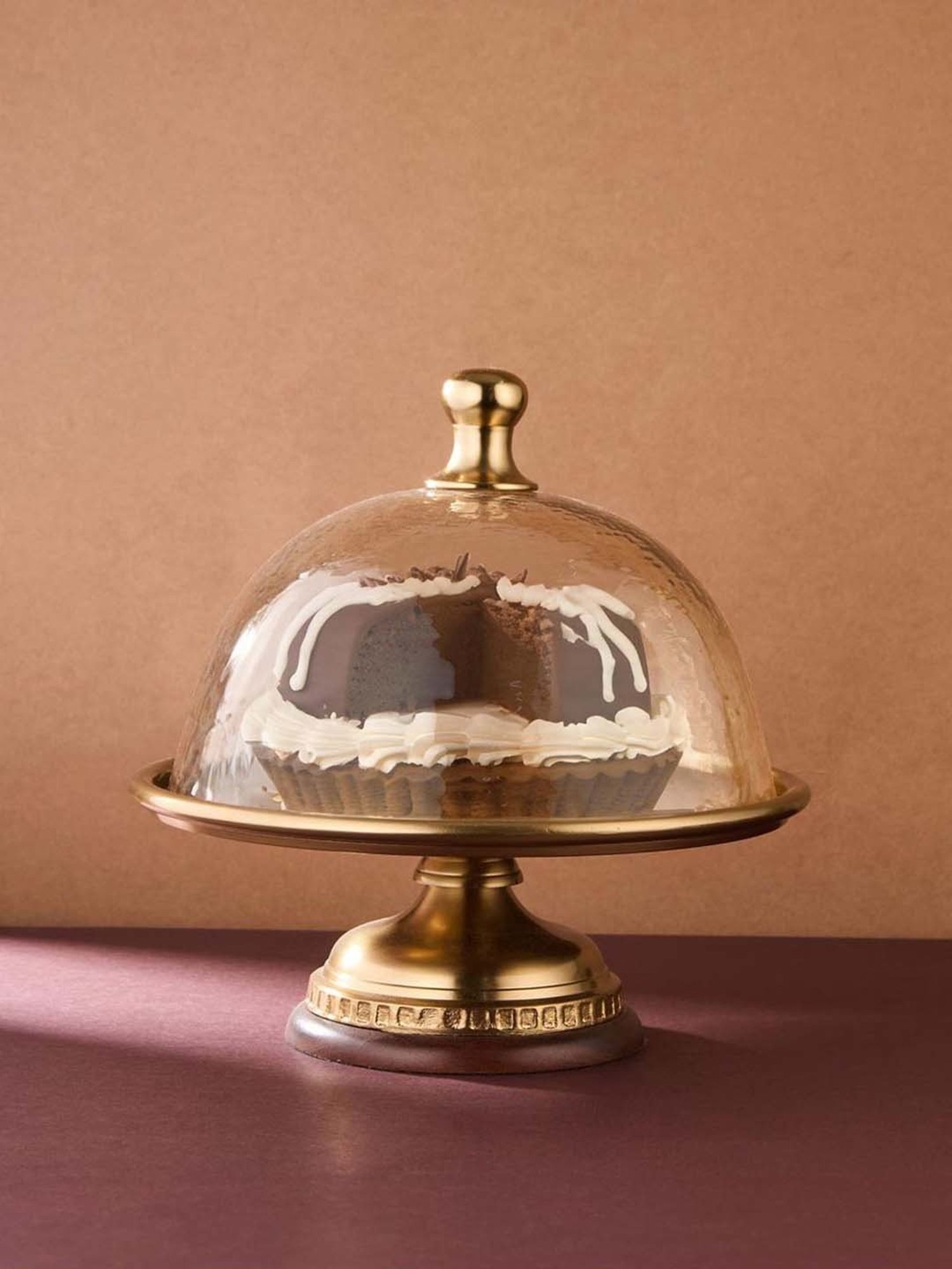 Fabindia Home Gold Glass Cake Stand
