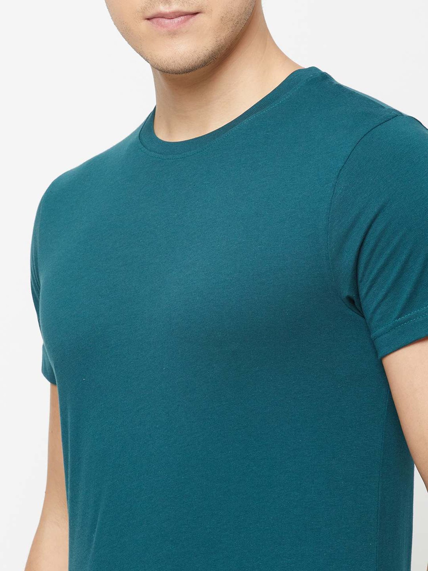 Sporto Teal Blue Regular Fit T-Shirt