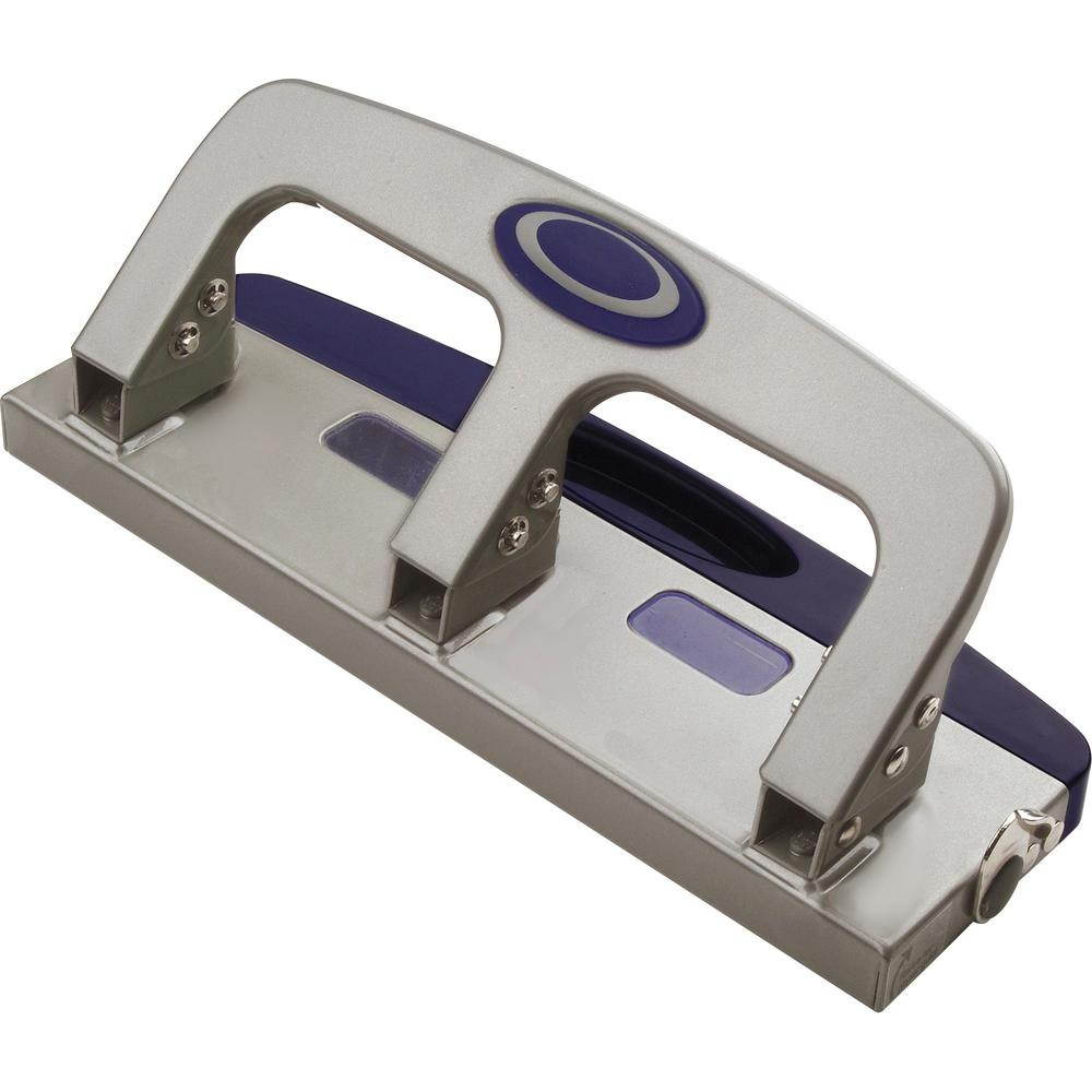 OIC Deluxe Standard Hole Punch - 3 Punch Head(s) - 20 Sheet Capacity - 9/32" - Silver