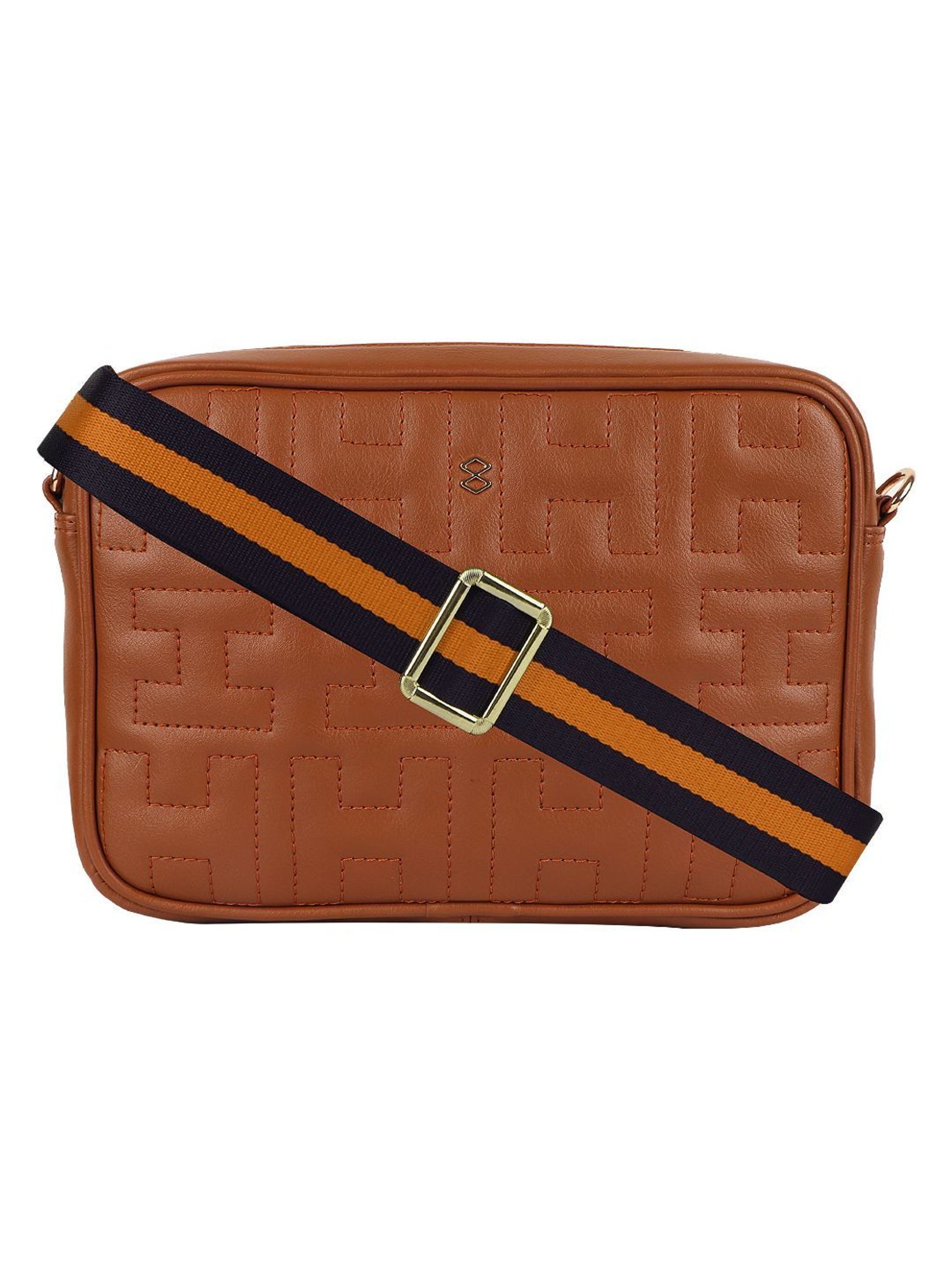 Horra Brown Quilted Small Cross Body Bag