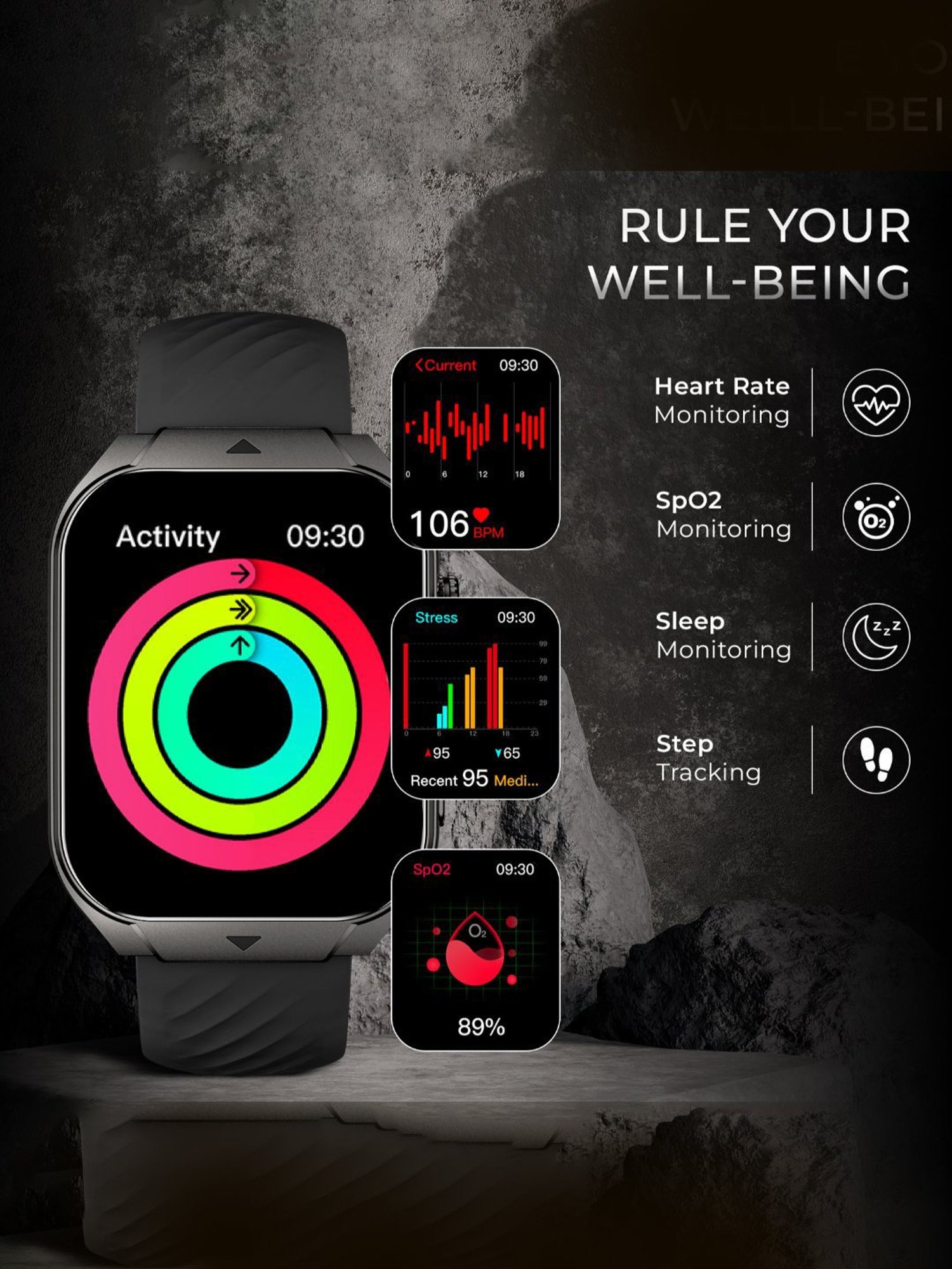 beatXP Unbound Curv 1.96 inch 3D Curved AMOLED Bluetooth Calling Smart Watch (Ice Silver)