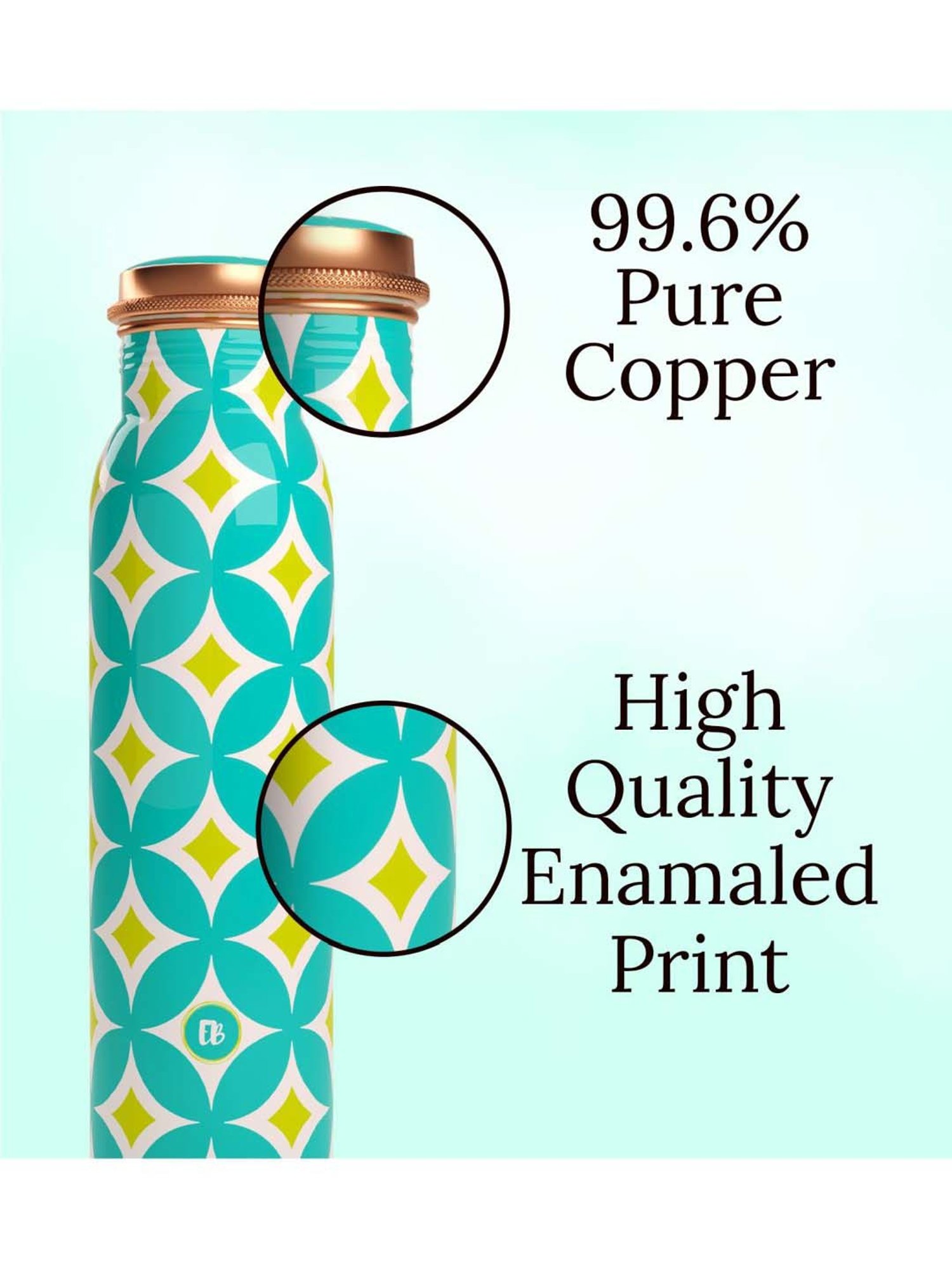 Everything Beautiful Aqua Blue Copper Water Bottle - Standard (0.9 L)