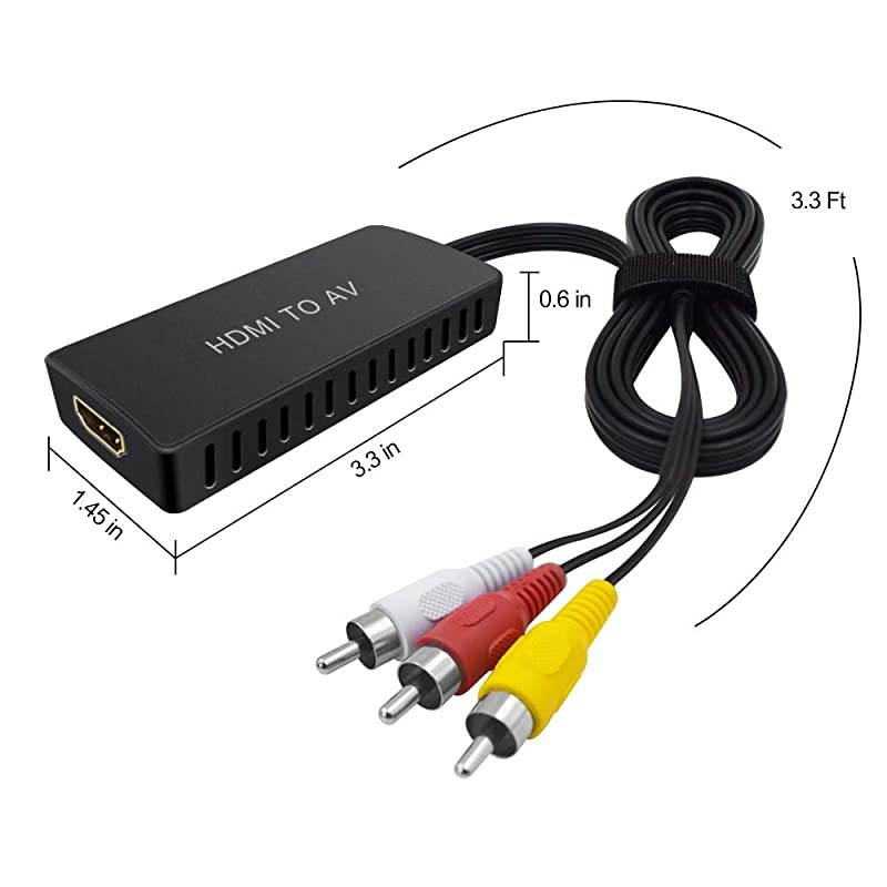 to AV Converter to Video Audio Adapter Supports PALNTSC Compatible for Roku Streaming Stick Fire Stick Apple TV DVD Bluray Player HD Box ect to RCA Converter