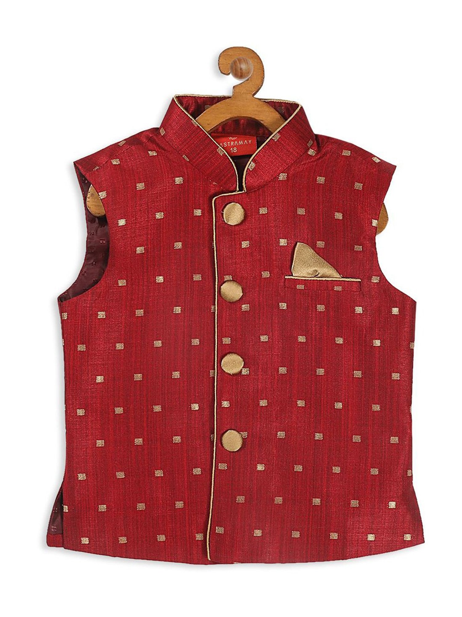 VASTRAMAY SISHU Maroon Printed Nehru Jacket