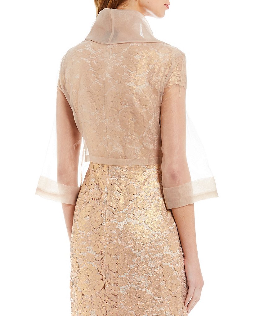 Cejon Metallic Crocheted Fringe Metallic Evening Wrap