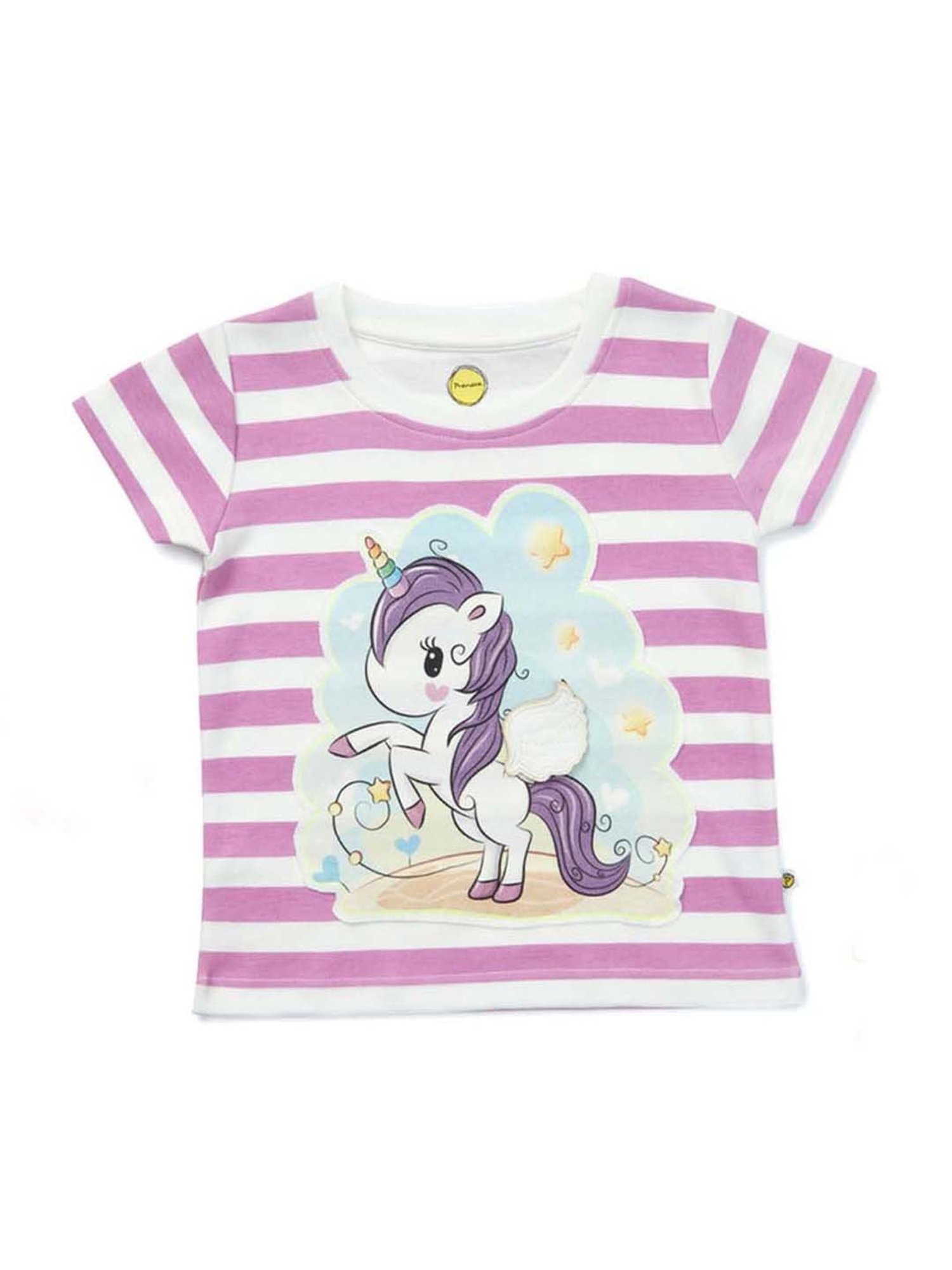 Pranava Kids Purple & White Printed Top (Pack of 2)