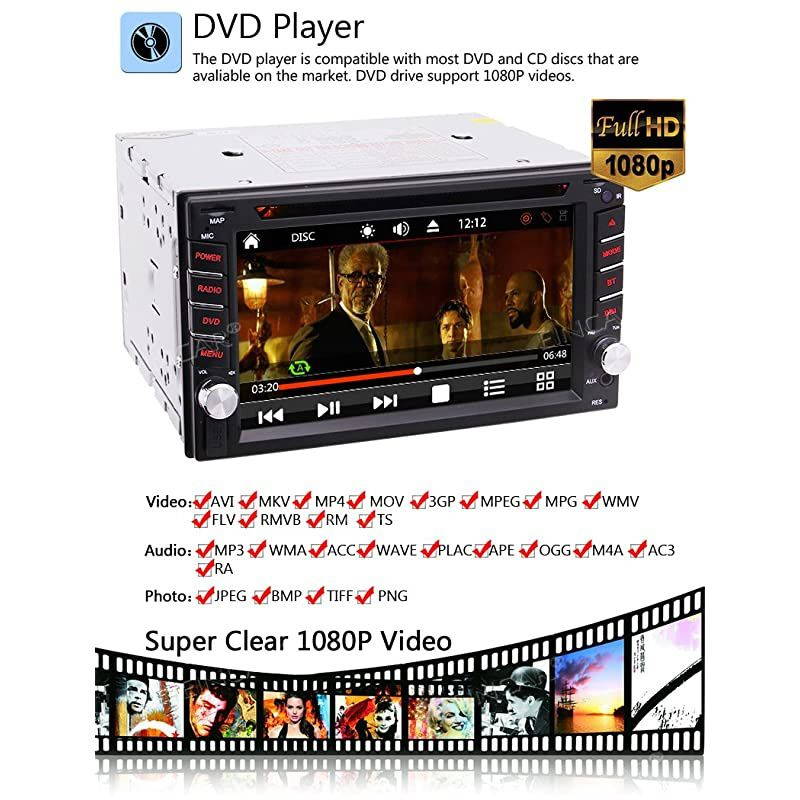 Double 2 Din Car Stereo GPS Navigation Capaicitve Touchscreen Car Radio in Dash Bluetooth Head Unit 6.2 inch Car DVD CD Player MP3 USB Map Card Remote Wireless Reverse Camera