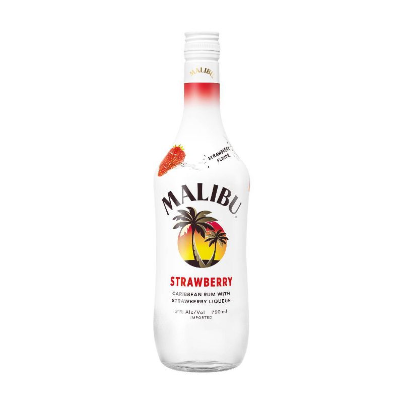 Malibu Strawberry Flavored Caribbean Rum - 750ml Bottle