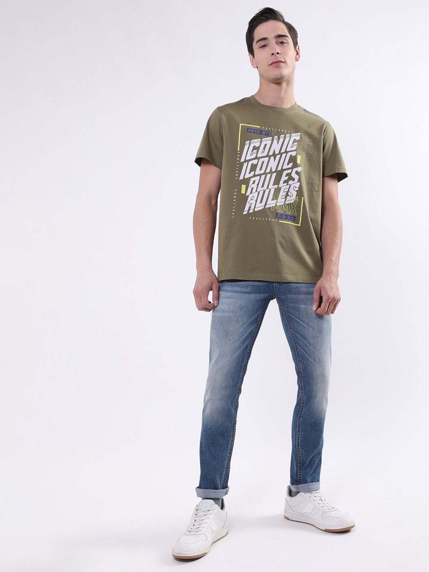 Iconic Men Printed Regular Fit Cotton T-shirt