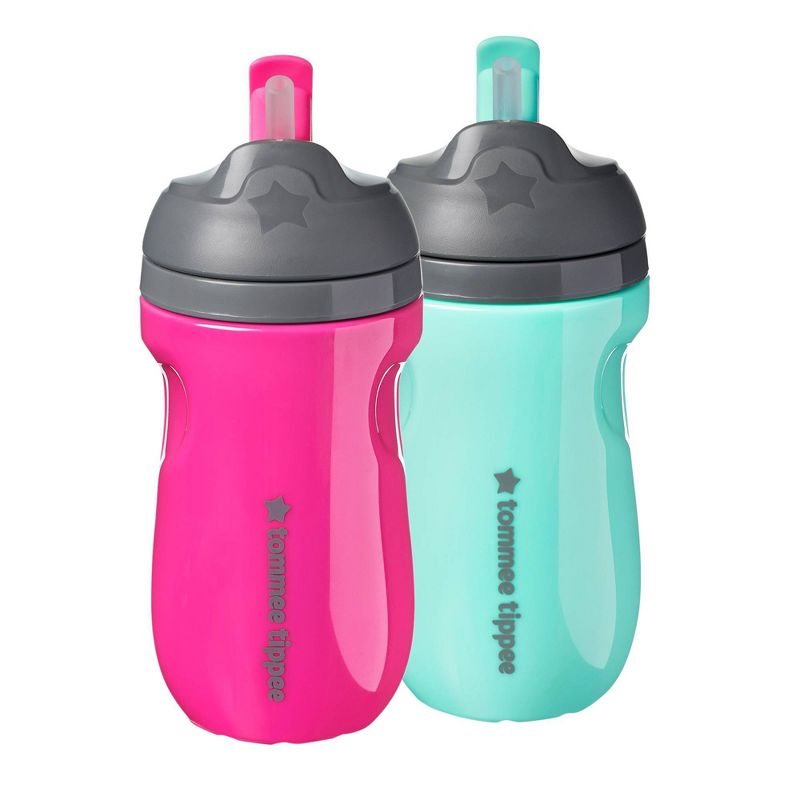 Tommee Tippee 2pk Insulated Straw Toddler Cup - Pink/Mint - 9oz