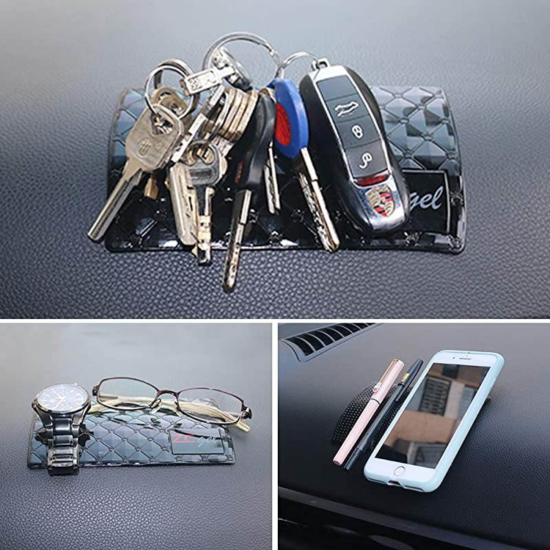 Sticky Dash Pad (4 Pack), Removable and Traceless Car Dashboard Mat with Heat Resistant, Sticky Non-Slip Dashboard Gel Pad for Cell Phone, Sunglasses, Keys, Coins and More