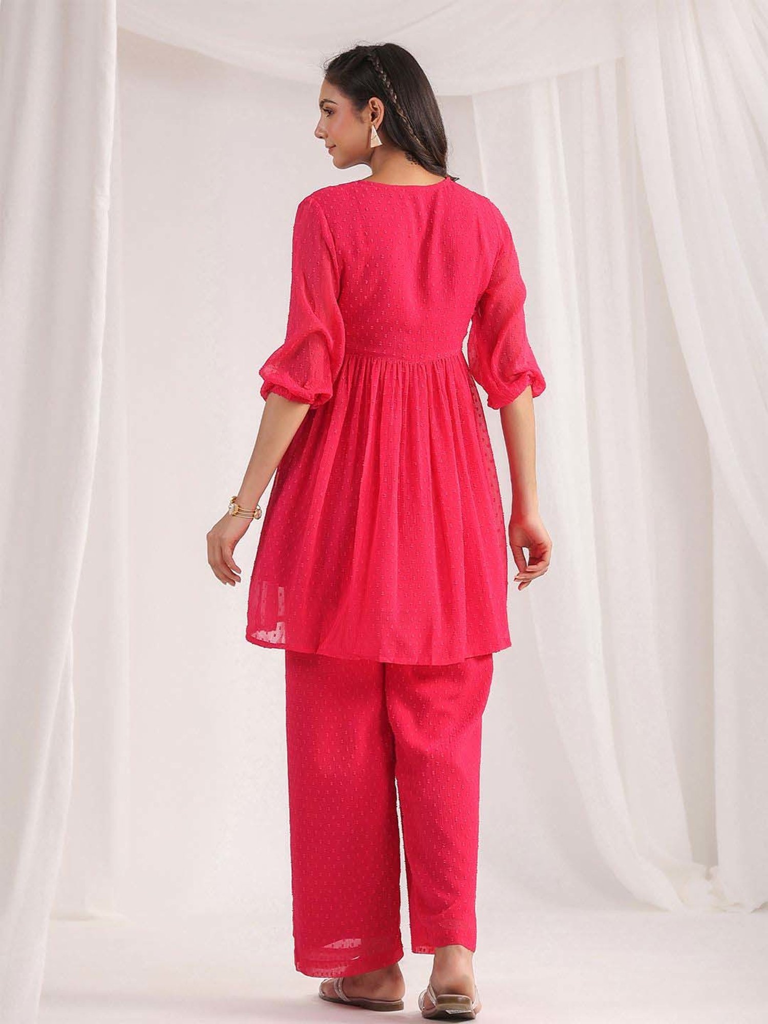 Janasya Pink Self Co-Ord Set