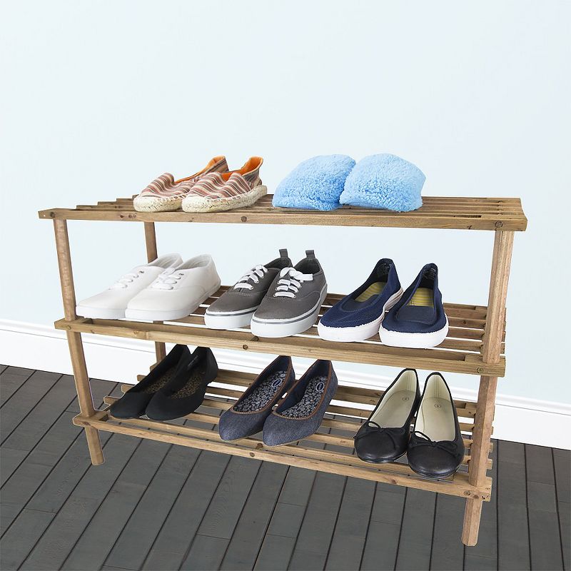 Home Basics Pine Shoe Shelf, Cherry
