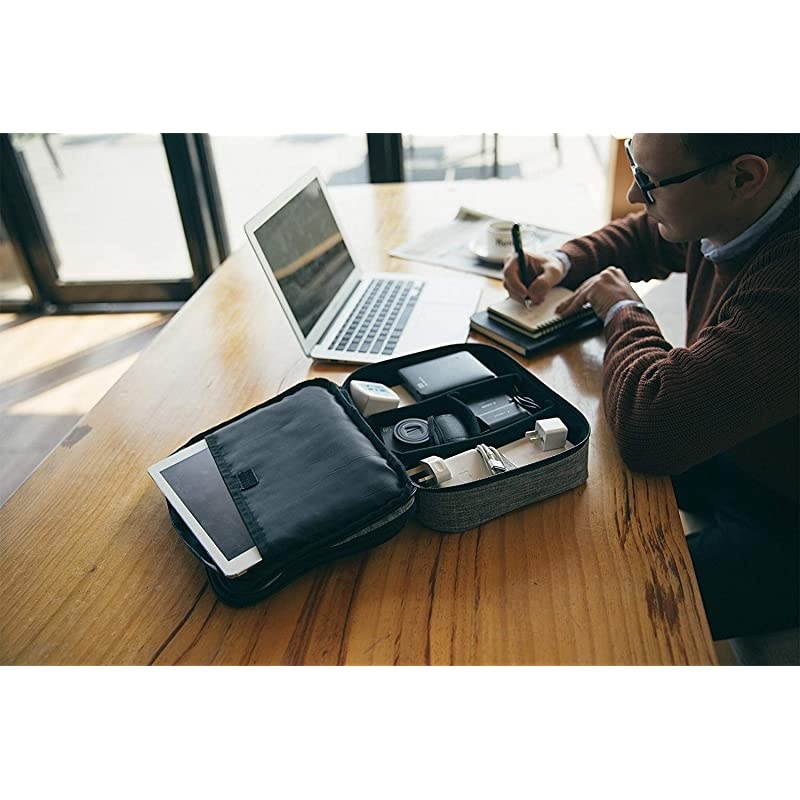 Electronic Organizer Double Layer Travel Cable Organizer Cases Electronics Accessories Storage Bag for 105 inch iPad Pro iPad air Cables Kindle Black