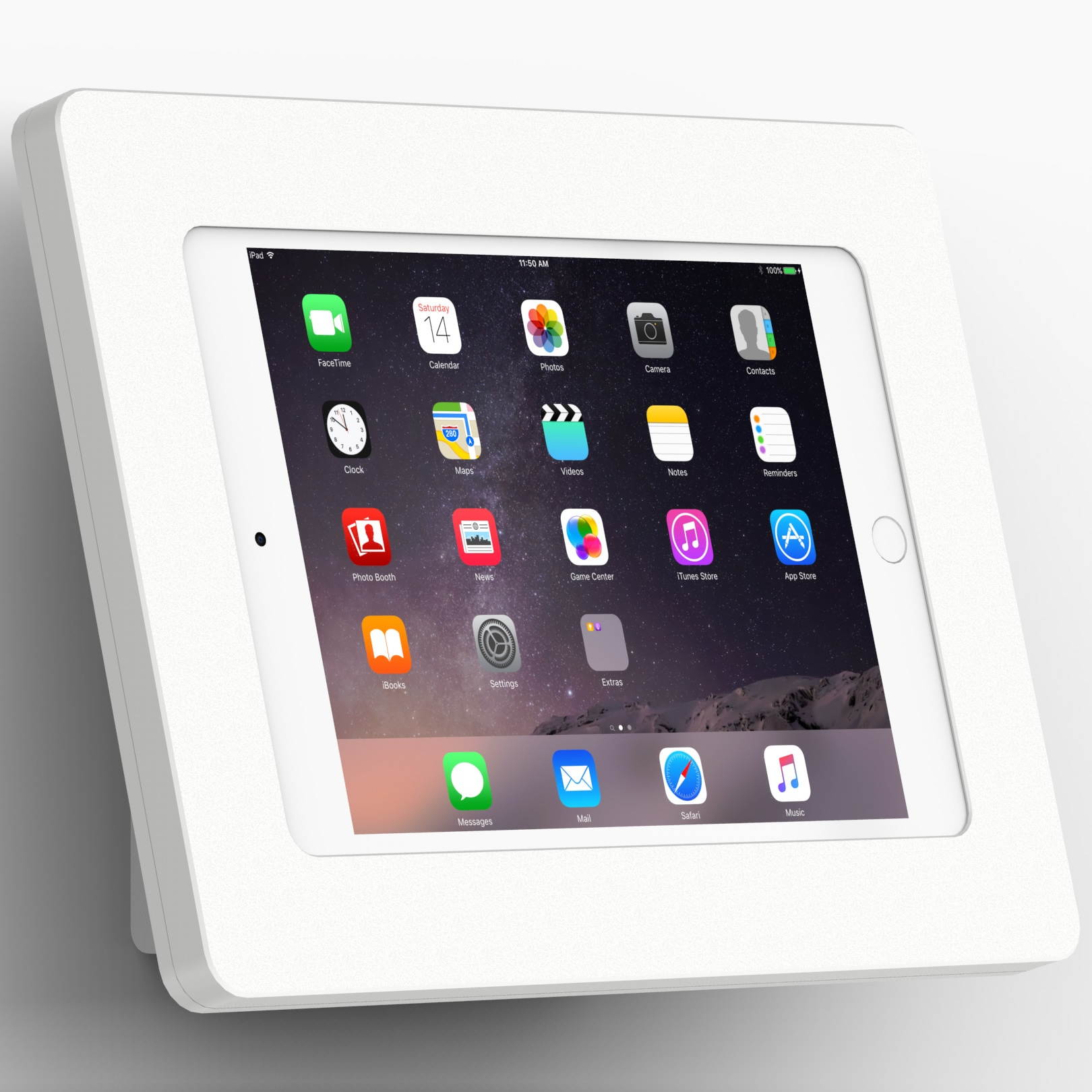 VidaMount White Enclosure and Fixed Tilted 15&deg; Wall Mount [Bundle] compatible with iPad Mini 4 & 5