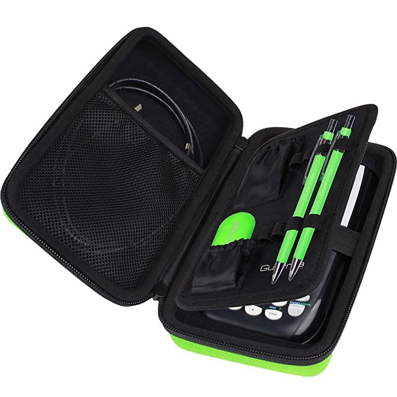 Hard Travel Case for TI-83 Plus, TI-84 Plus, TI-84 Plus Color Edition, TI-89 Titanium, TI-Nspire CX&CX CAS,HP50G Graphing Calculators + 's Essential Calculator Accessory Kit, Green