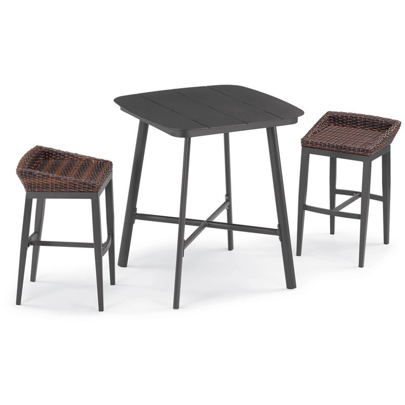Toranto 3pc All-Weather Wicker Bar Island Set - Brown - Christopher Knight Home