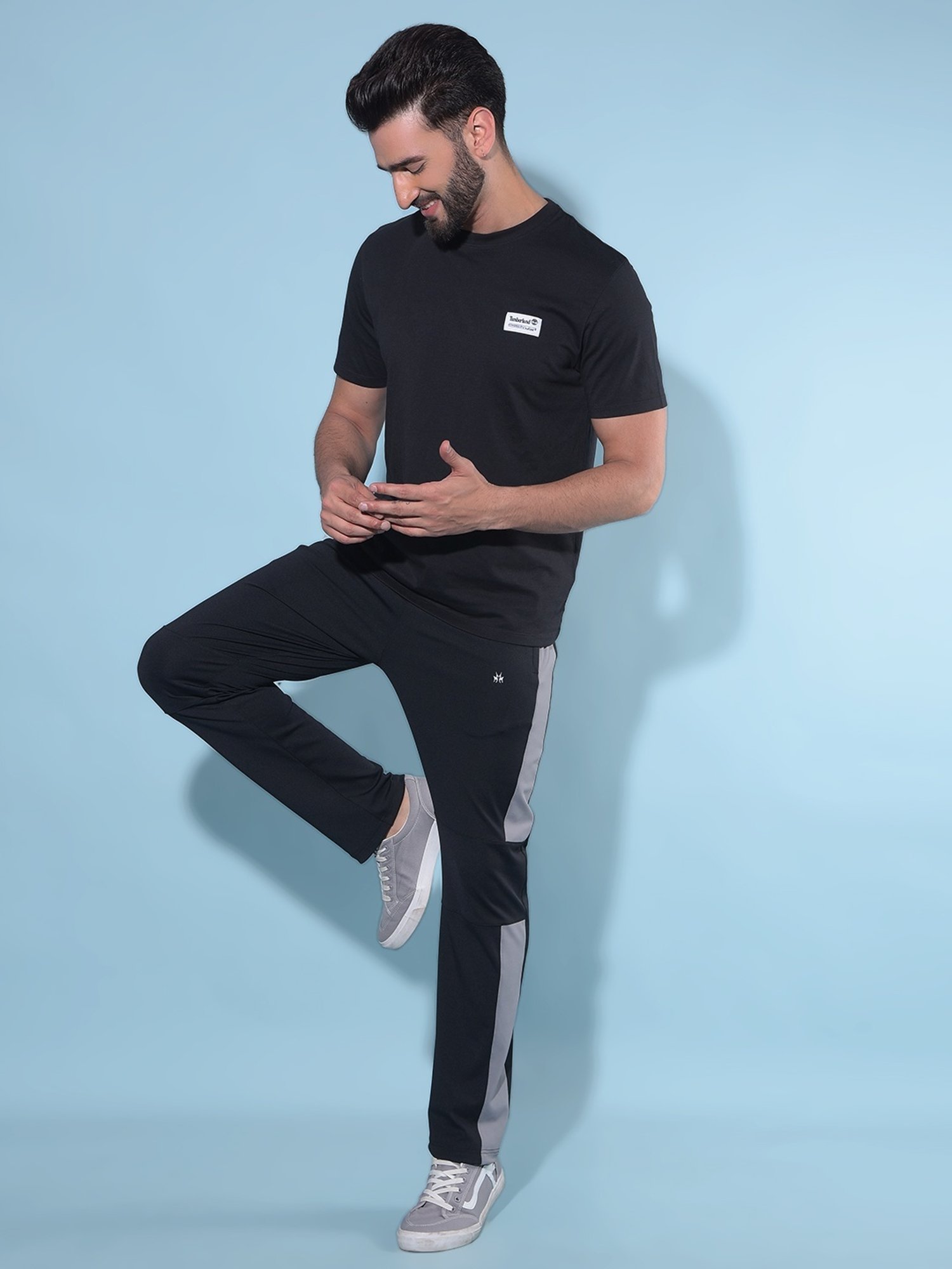Crimsoune Club Black  Regular Fit Colour Block Trackpants