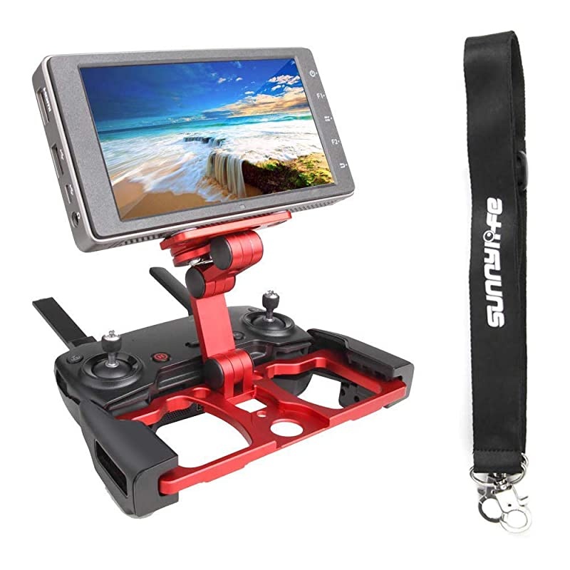 Foldable Aluminum Tablet Stand Cell Phone Holder with Lanyard Support Crystal Sky Monitor Compatible with DJI Mavic 2 Mavic ProMiniMavic AirSpark Drone Remote Controller Red