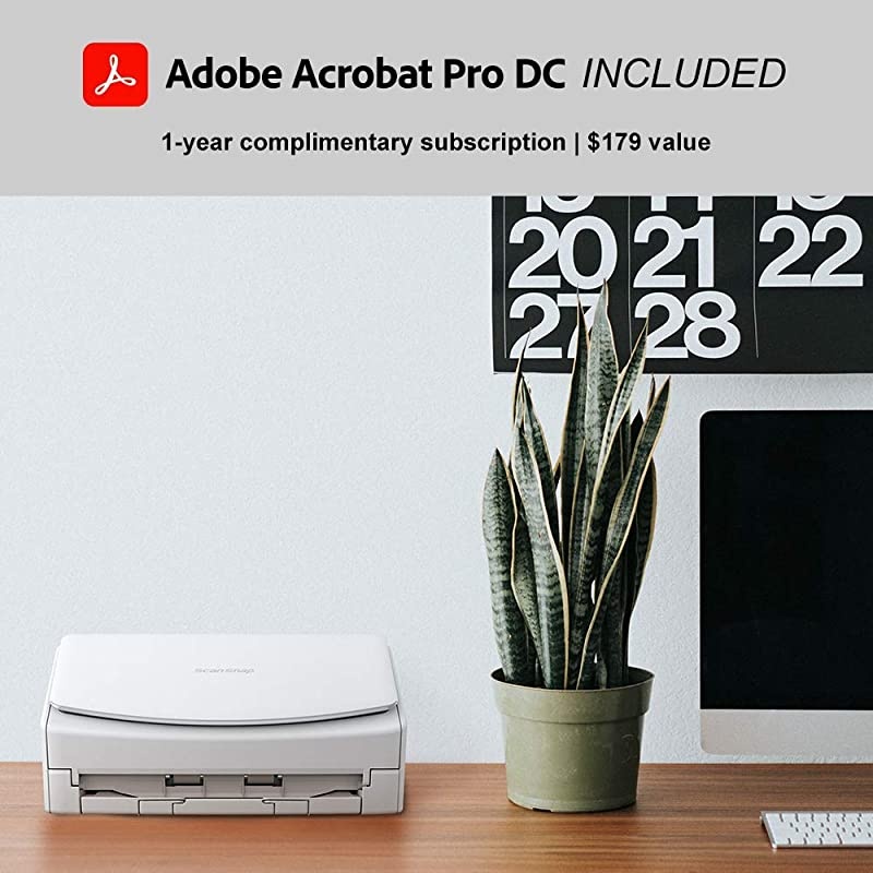 ScanSnap iX1500 Deluxe with Adobe Acrobat DC Pro for Mac & PC (White)