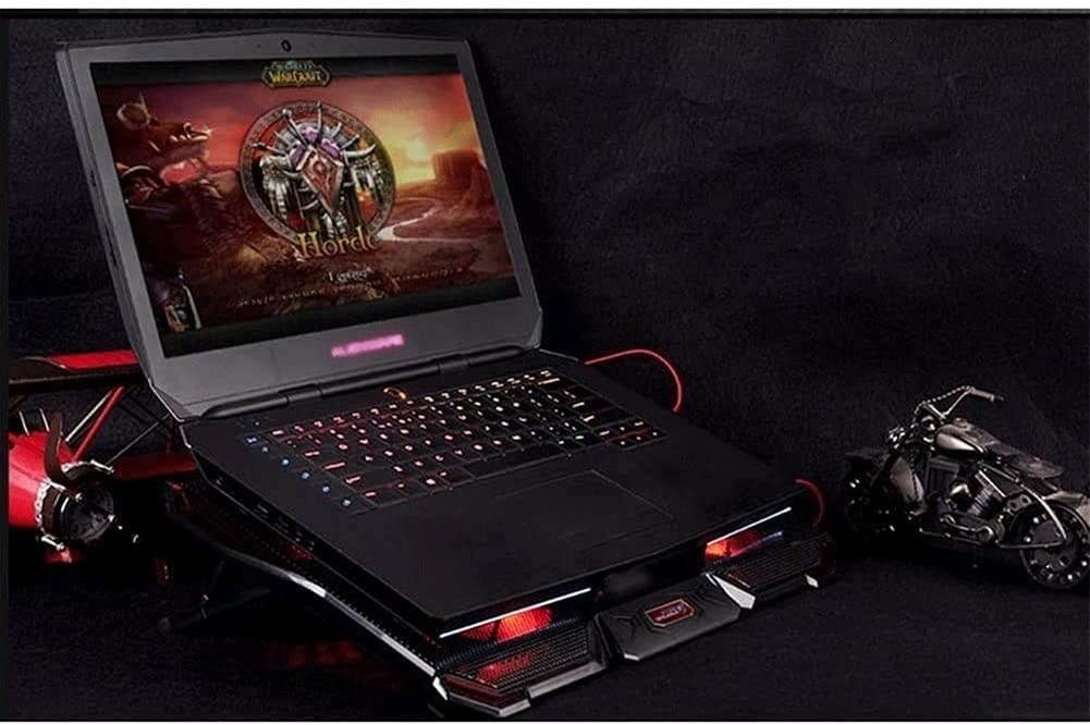 UOOD Laptop Cooler, Silent 5 Fan Cooling Pad Notebook Stand with Light, Adjustable External Coolpad Cooler Base Heatsink Bracket Fan Mat Very Silent