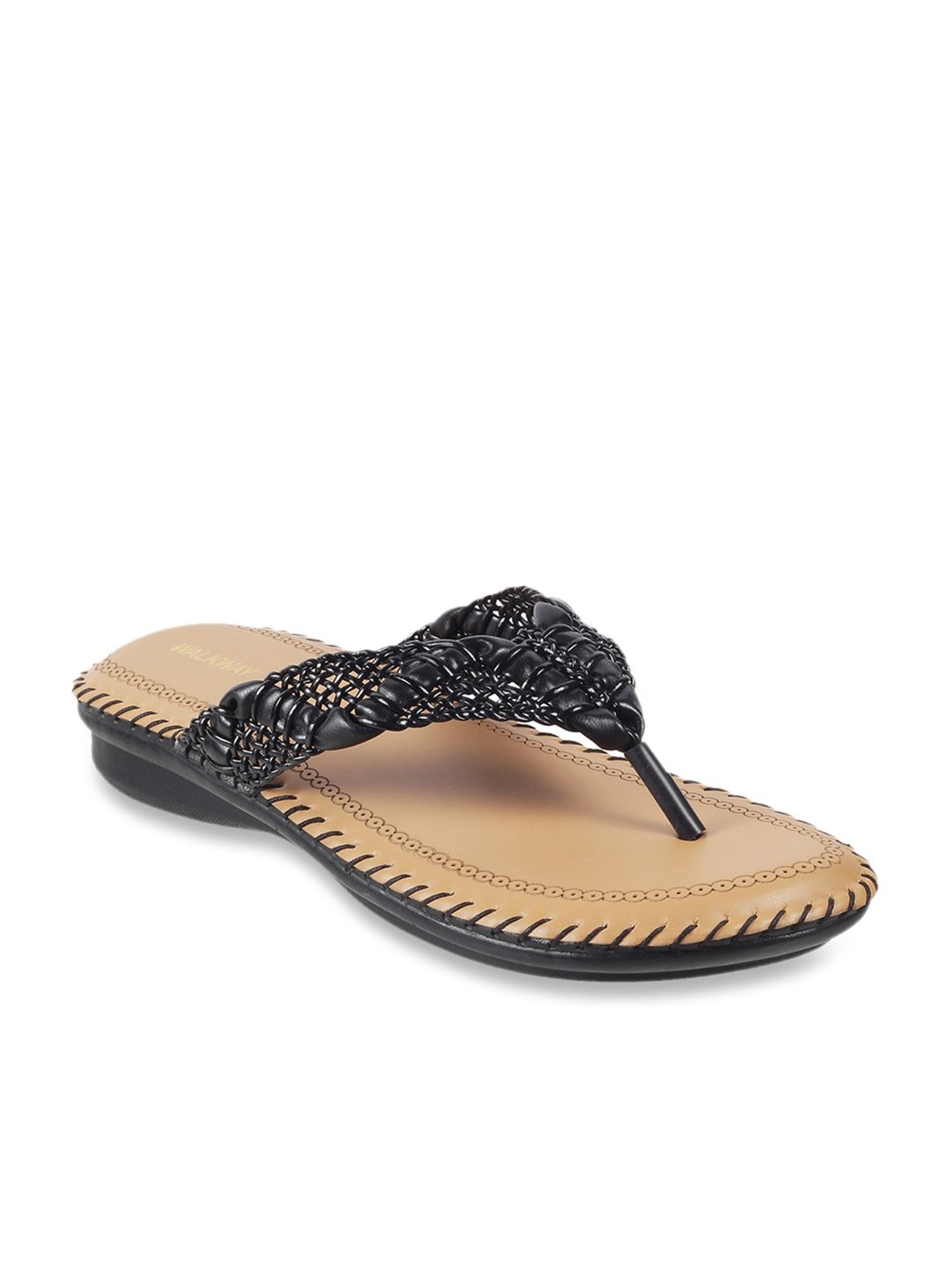 Walkway Women's Black Thong Sandals
