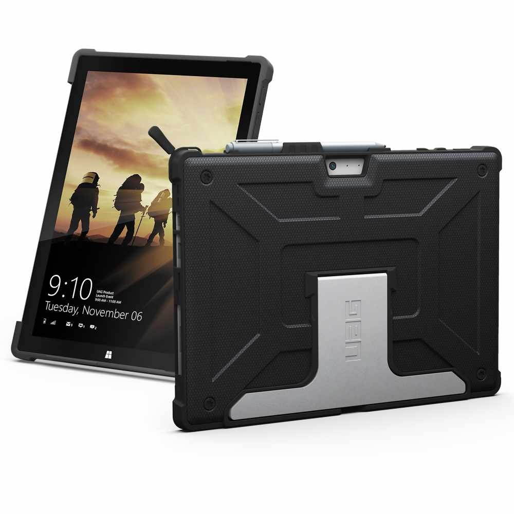 UAG Designed for Microsoft Surface Pro 7 Plus, Surface Pro 7, Pro 6, Pro 5th Gen (2017) (LTE), Pro 4 Feather-Light Rugged [Black] Aluminum Stand Military Drop Tested Case