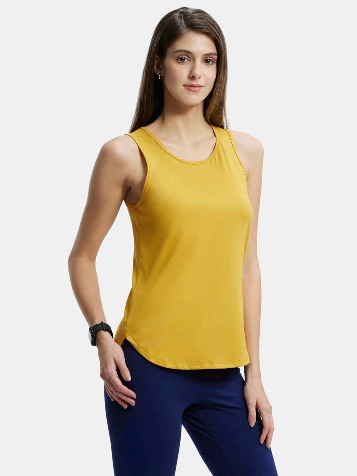 Jockey AW77 Women's Super Combed Cotton Rich Solid Curved Hem Styled Tank Top