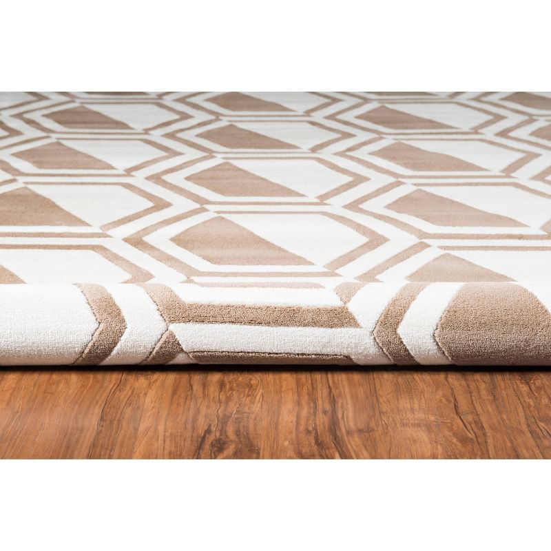 5'3"x7' Roma Comb Area Rug Ivory/Beige - Linon