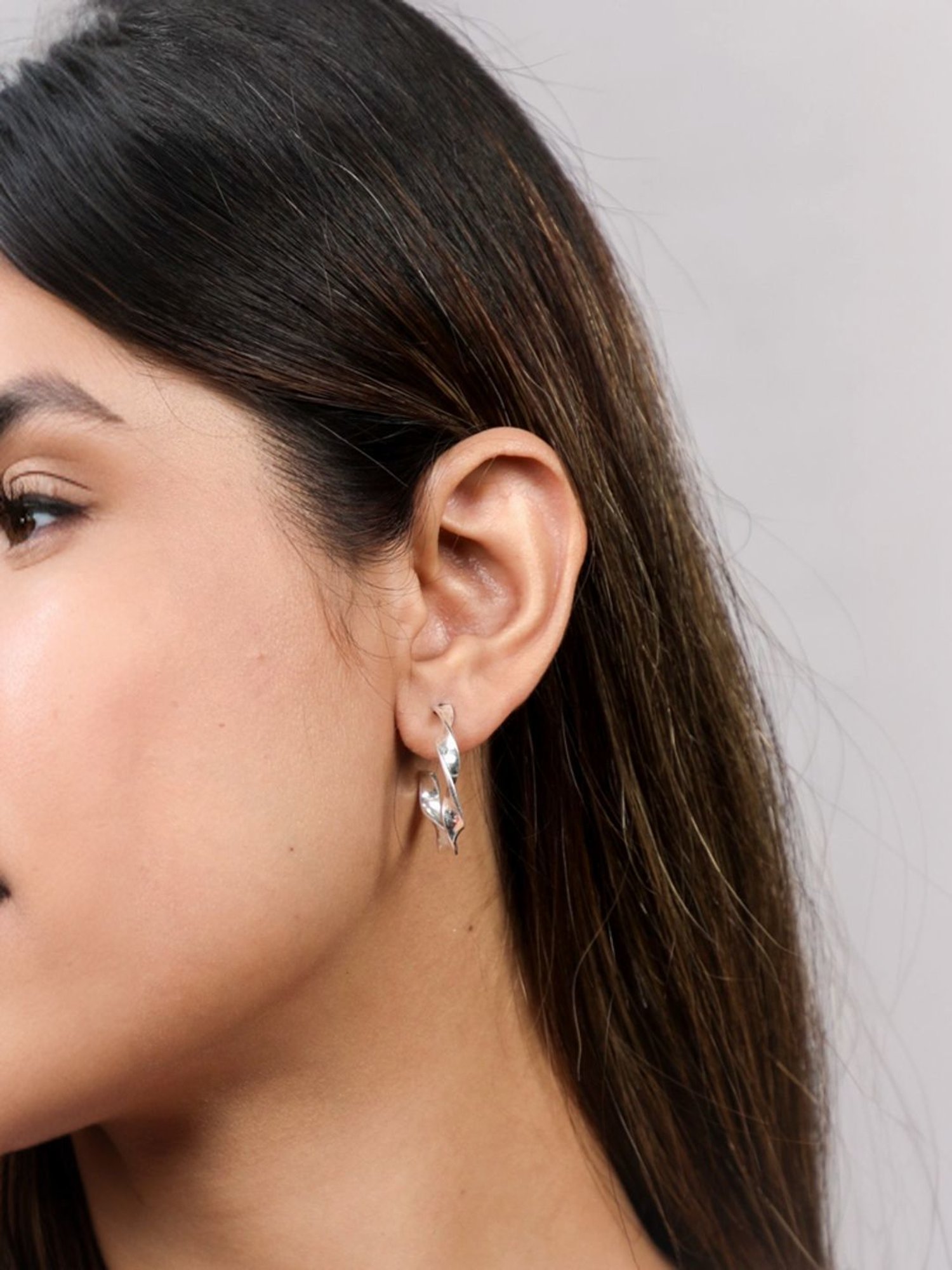 Arte Jewels 925 Sterling Silver Twisted Half Hoop Earrings for Women & Girls