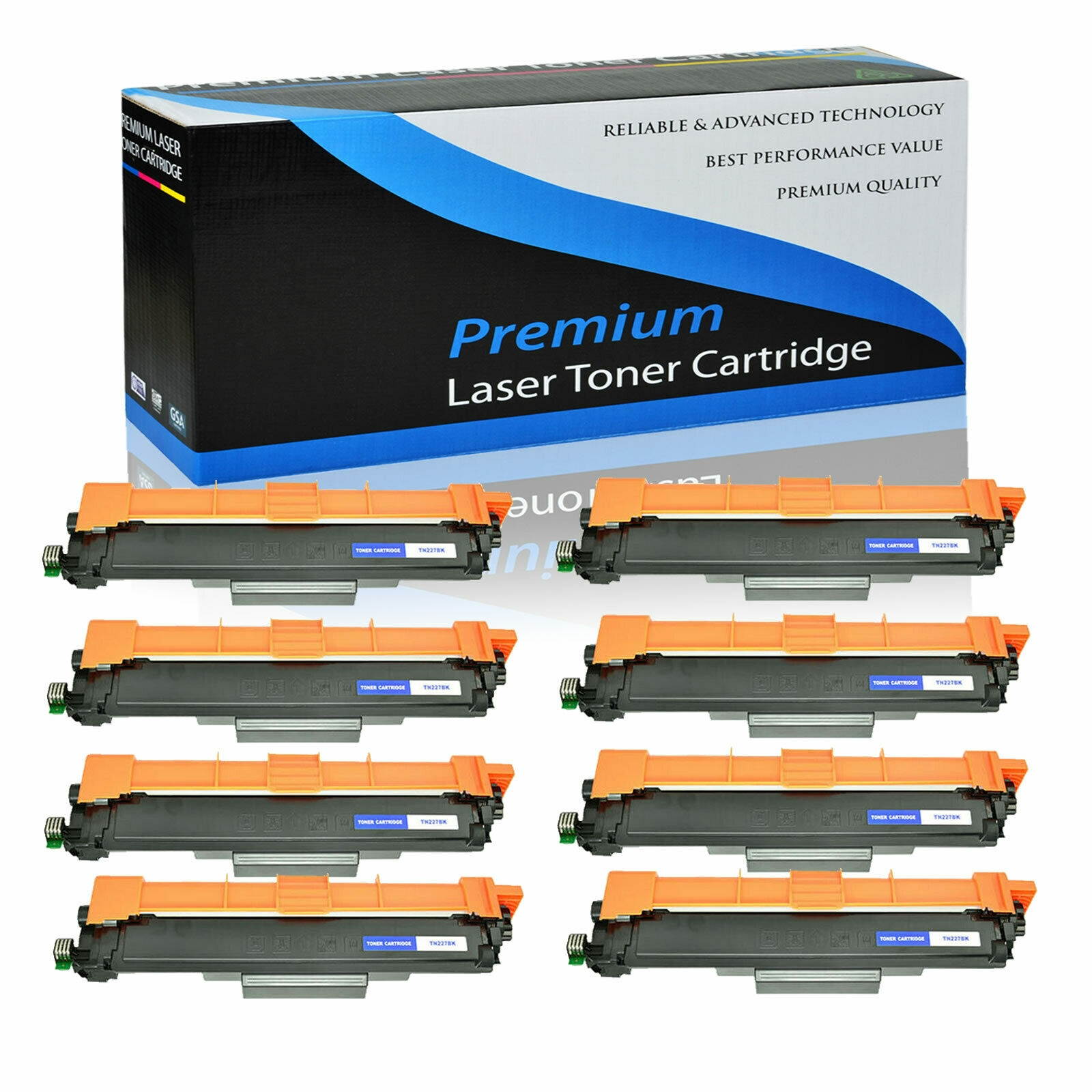 8PK TN227 Black Toner Cartridge for Brother TN227BK HL-L3210CW DCP-L3510CDW