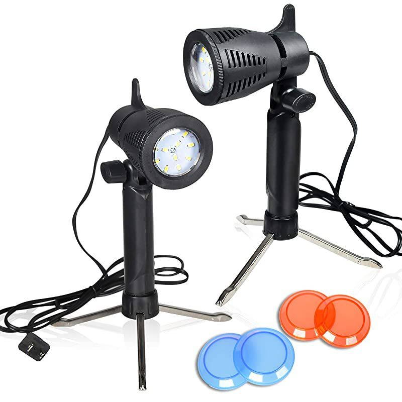 Photography LED Continuous Light Lamp 5500K Portable Camera Photo Lighting for Table Top Studio 2 Sets