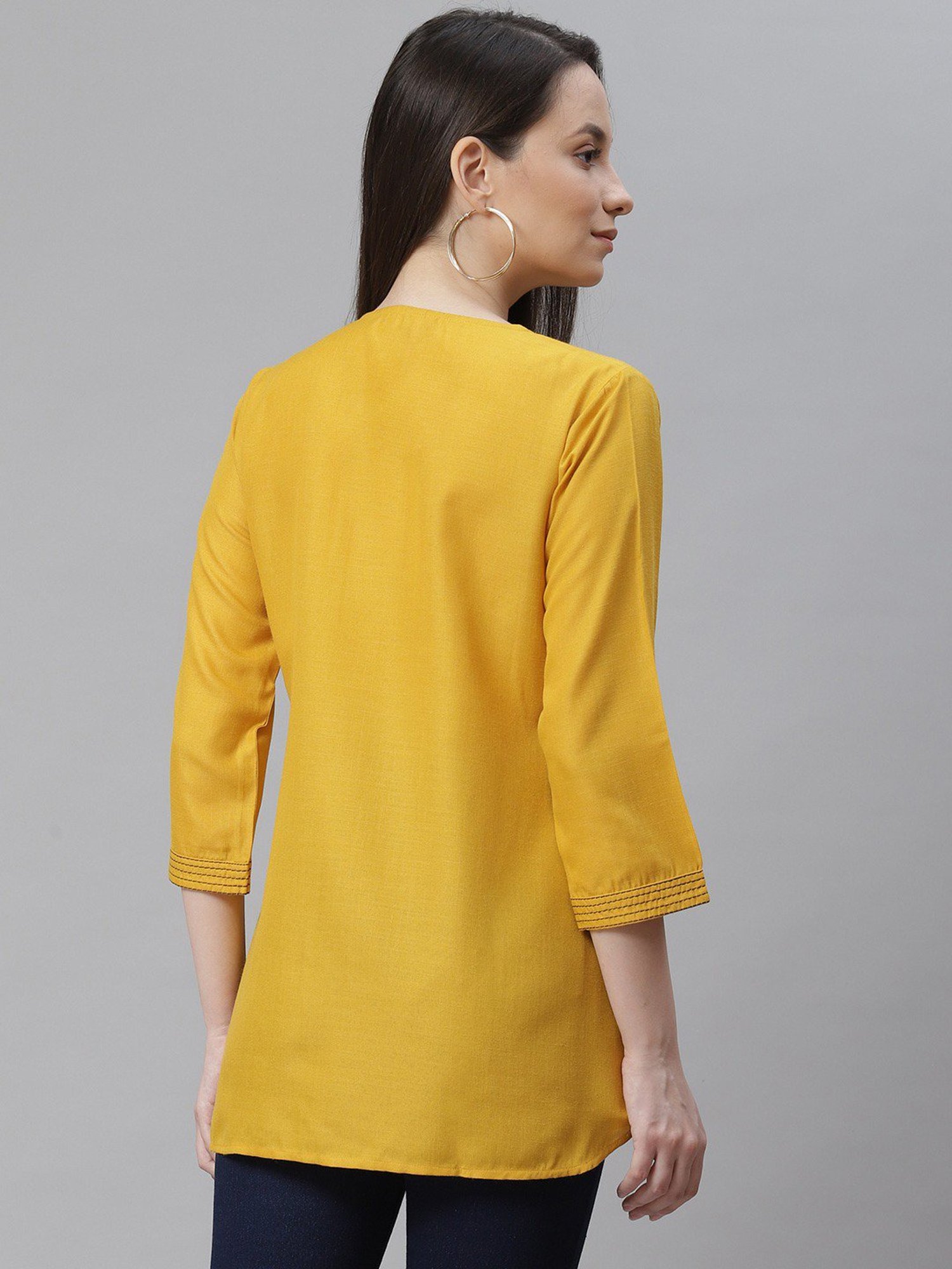 Cottinfab Mustard Regular Fit Cotton Tunic