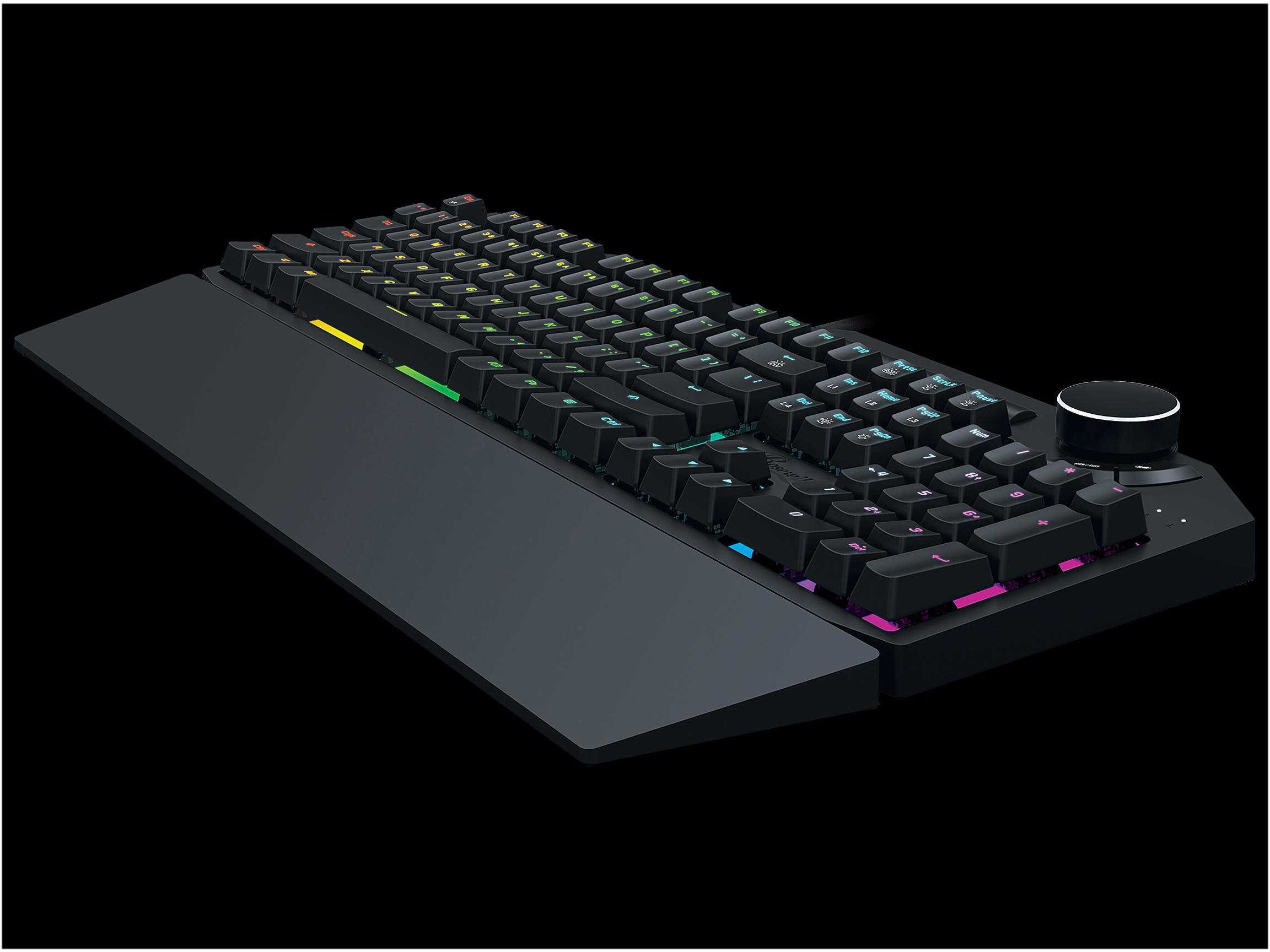 Rosewill Mechanical Gaming Keyboard, 15 RGB Backlit Modes, 2-Port USB Passthrough, Media Keys and Multifunctional Volume Dial, Blue Switches - NEON K90 RGB